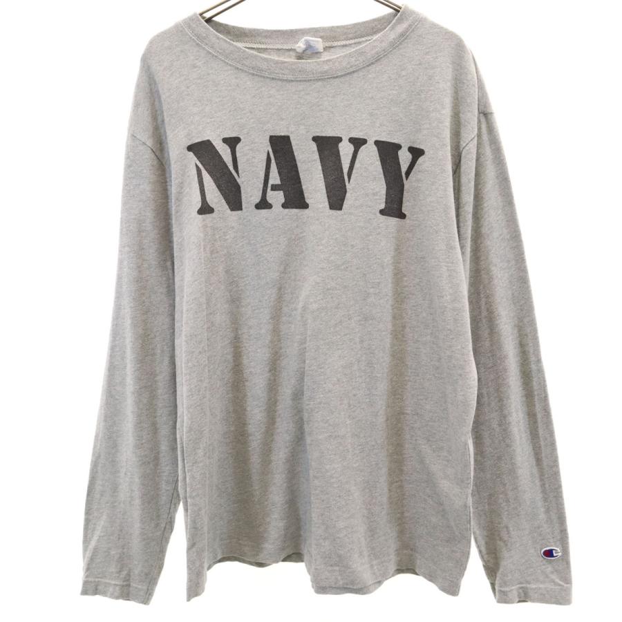 Champion（チャンピオン） NAVY 長袖 Tシャツ L グレー ロンT メンズ 