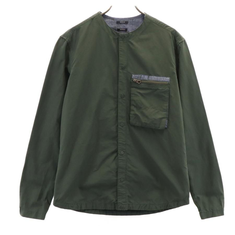 DENHAM（デンハム） 長袖 FUTURE ノーカラーシャツ XS カーキ メンズ