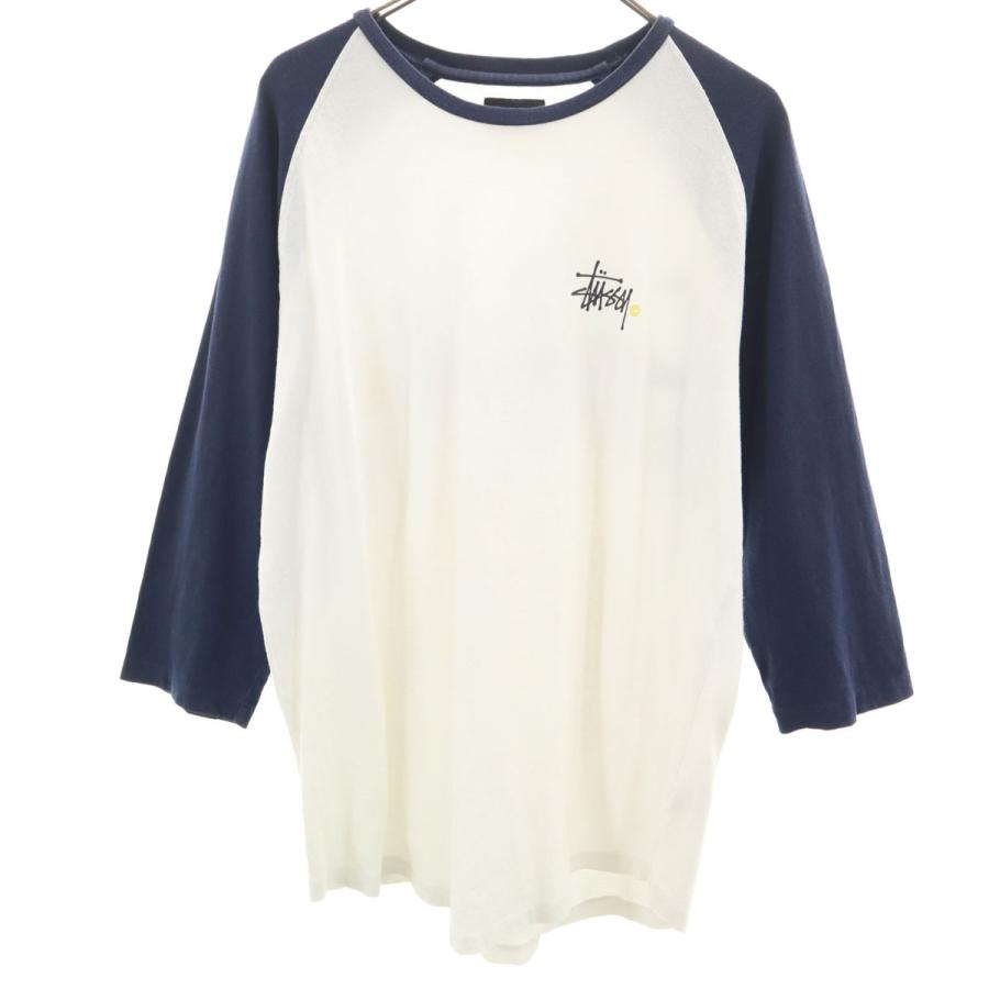 STUSSY（ステューシー） バックロゴ 7分袖 Tシャツ L ホワイト 