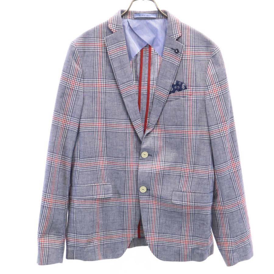 ZARA MAN ザラマン チェック柄 テーラードジャケット 52 ネイビー 
