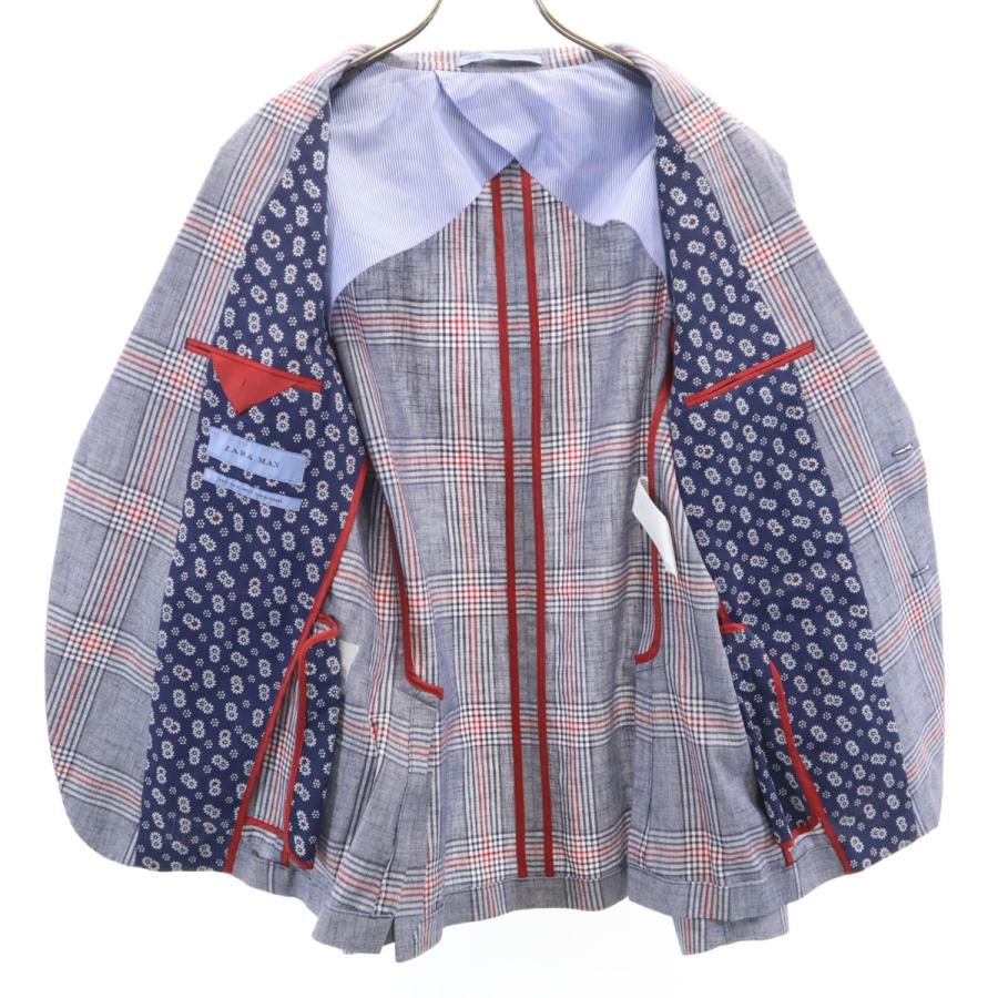 ZARA MAN ザラマン チェック柄 テーラードジャケット 52 ネイビー 