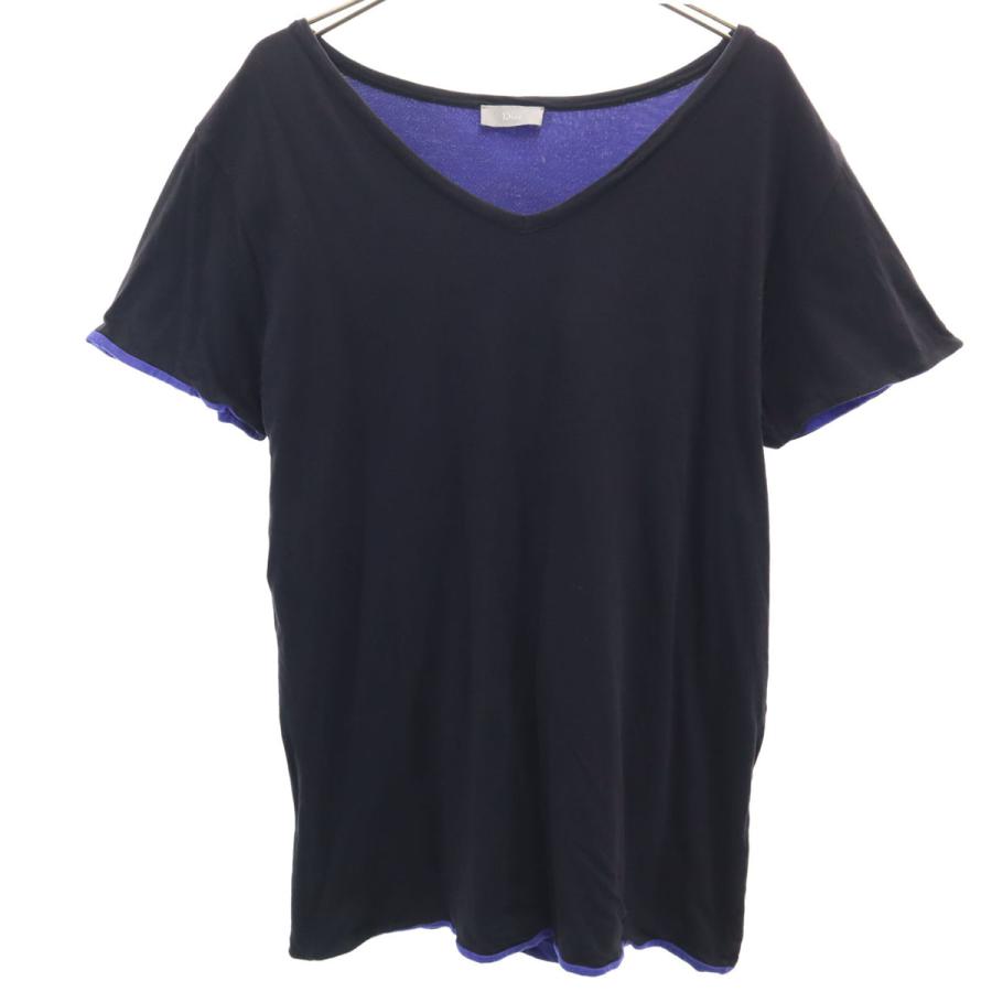 Dior ディオール 半袖 Vネック Tシャツ M ブラック レディース 古着