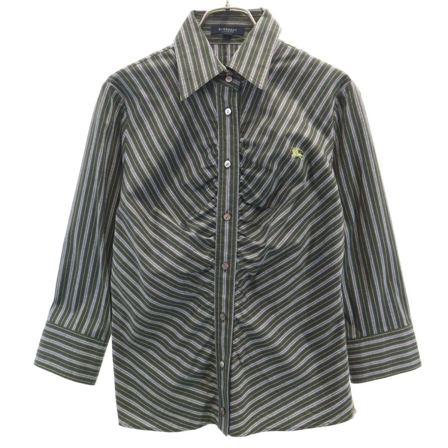BURBERRY LONDON バーバリーロンドン 斜ストライプ柄 7分袖 シャツ 40 