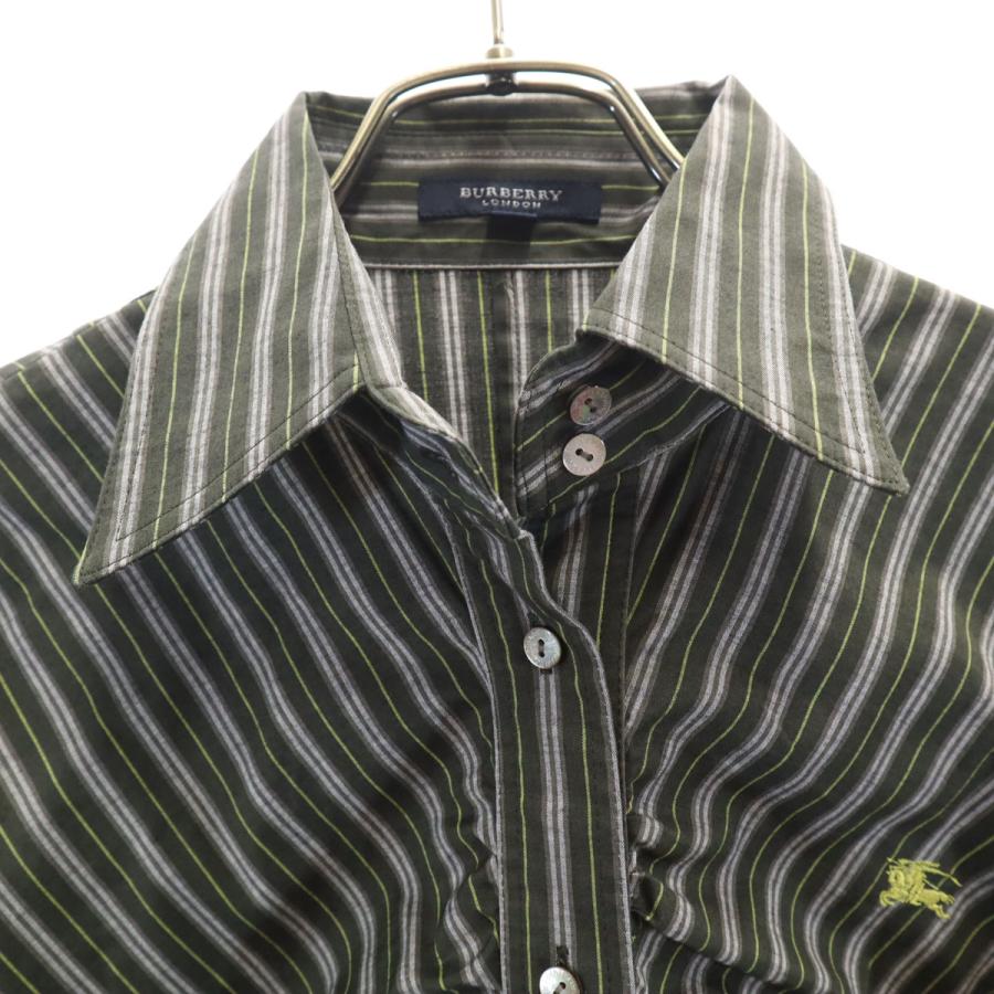 BURBERRY LONDON バーバリーロンドン 斜ストライプ柄 7分袖 シャツ 40 