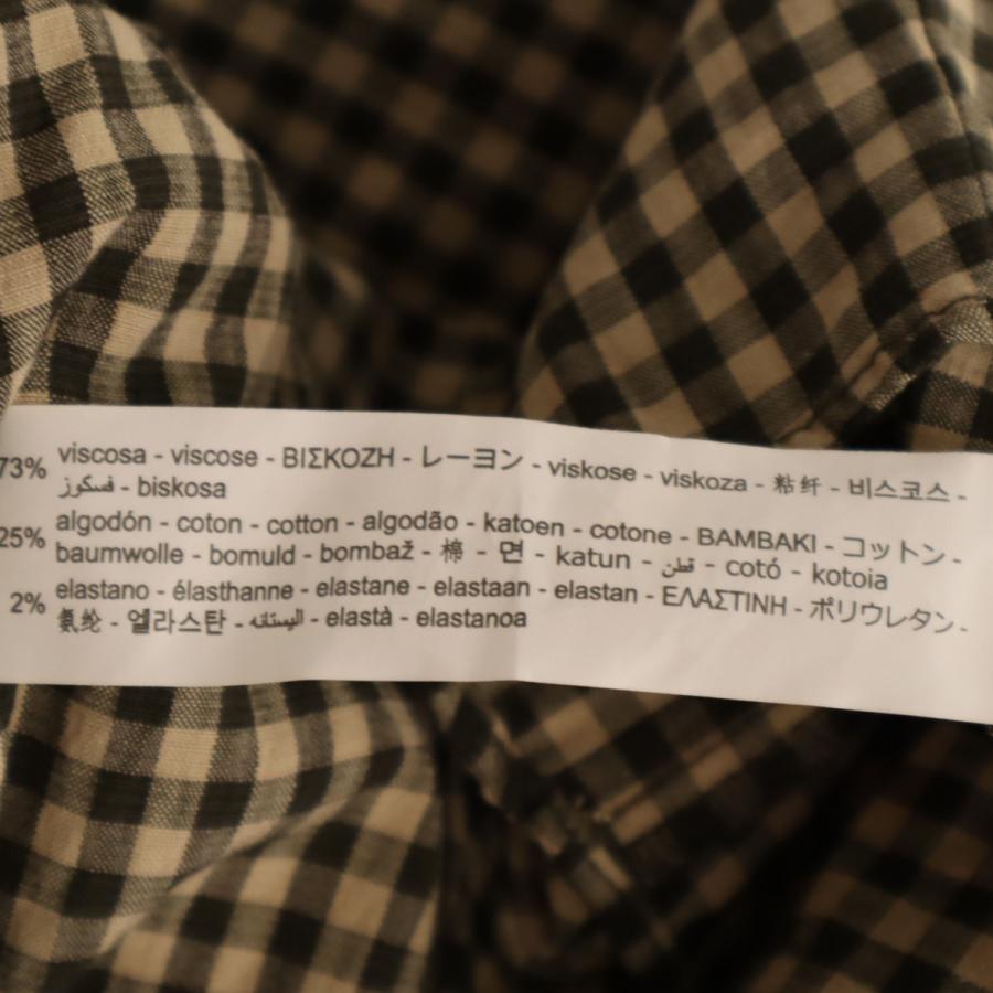 ZARA（ザラ） ギンガムチェック柄 5分袖 フリル シャツ M ベージュ系 