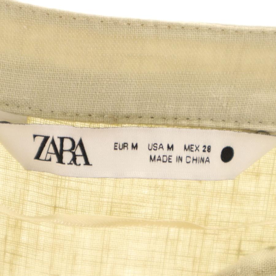 ZARA（ザラ） リネン100％ 長袖 シャツ M ベージュ系 レディース 古着 