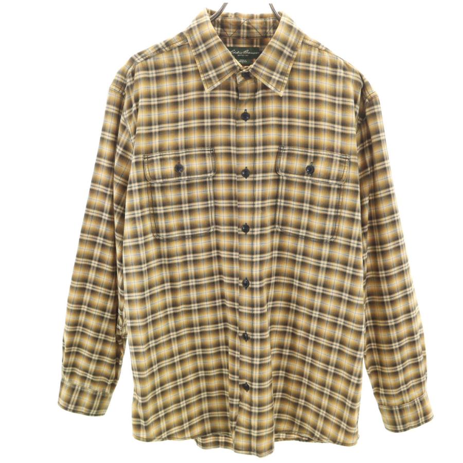 Eddie Bauer（エディーバウアー） チェック柄 長袖 シャツ L イエロー