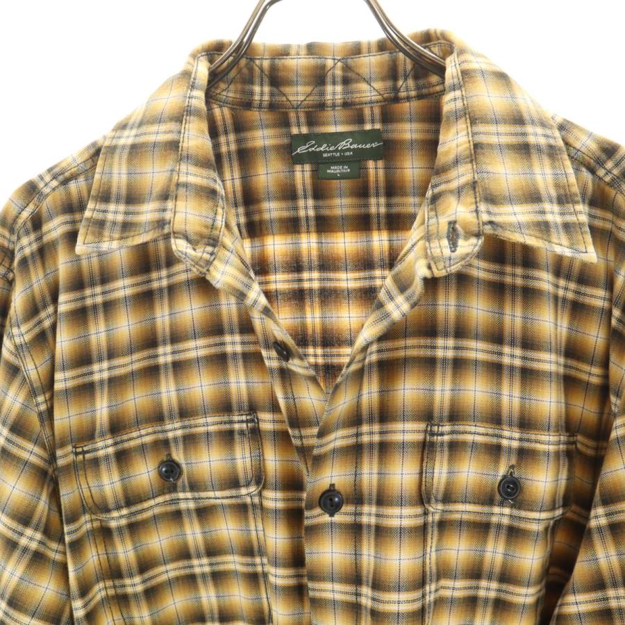 Eddie Bauer（エディーバウアー） チェック柄 長袖 シャツ L イエロー