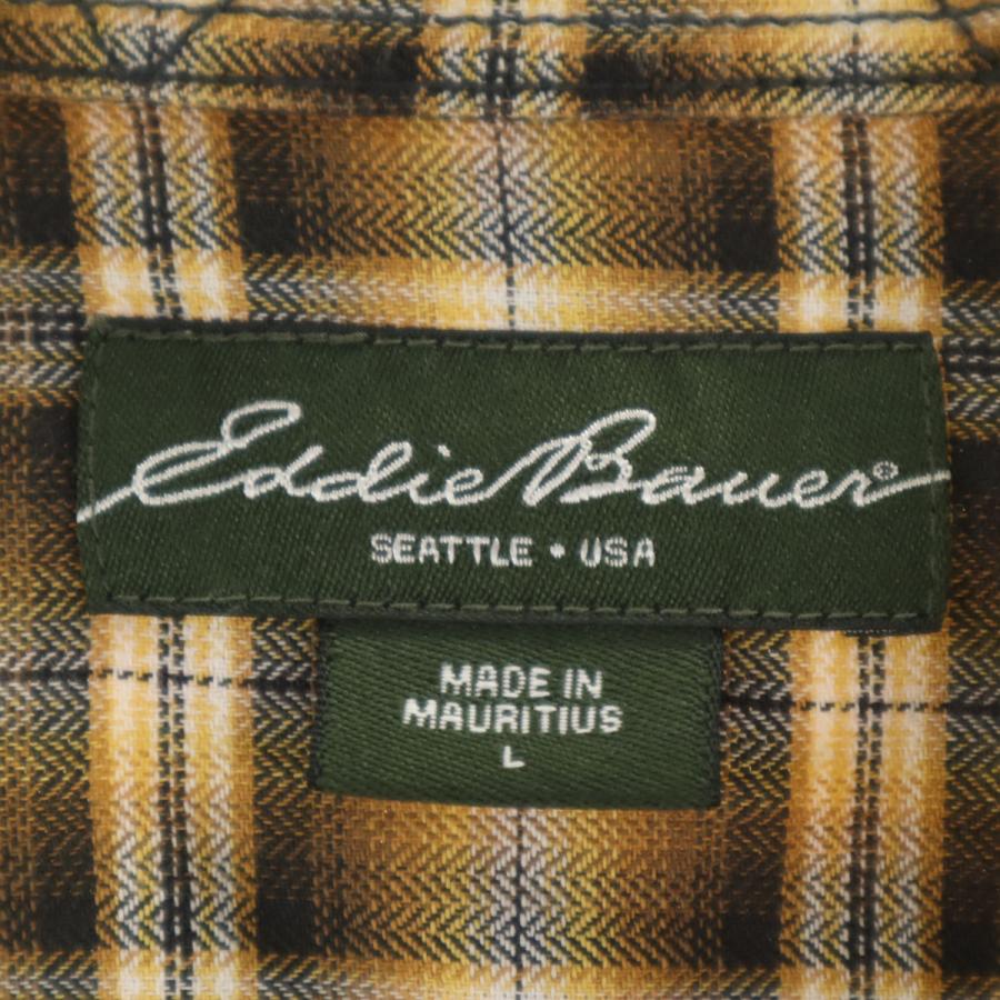 Eddie Bauer（エディーバウアー） チェック柄 長袖 シャツ L イエロー