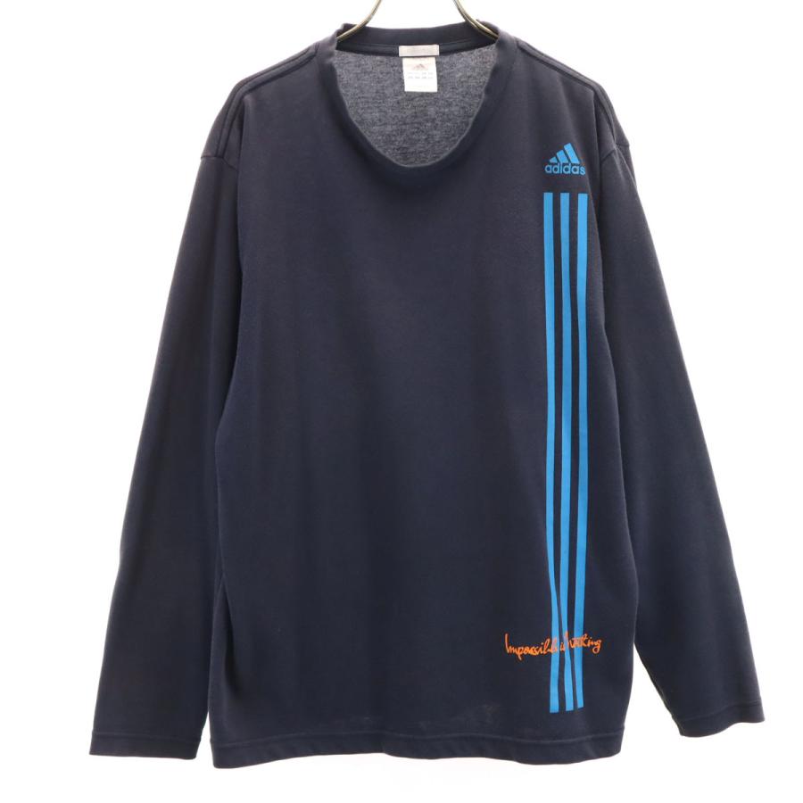 adidas（アディダス） 長袖 Tシャツ O ネイビー ロンT メンズ 古着