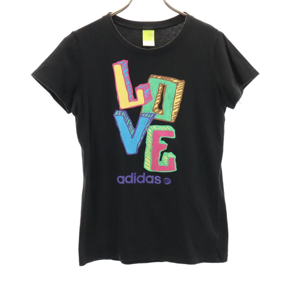 adidas NEO アディダスネオ LOVE 半袖 Tシャツ L ブラック レディース