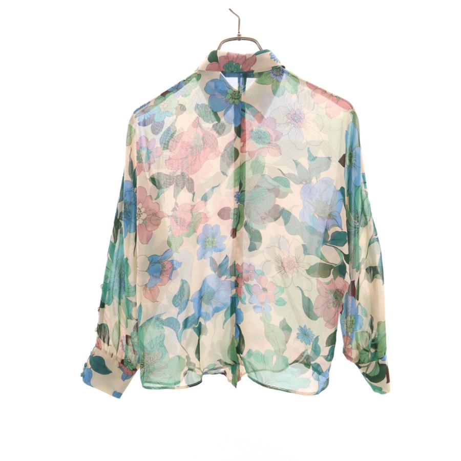 ZARA（ザラ） 花柄 長袖 シアー シャツ XS ベージュ メンズ 古着 中古