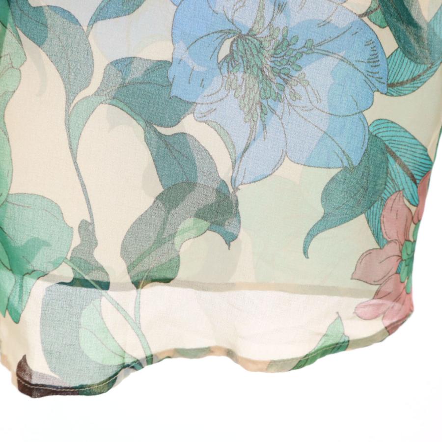 ZARA（ザラ） 花柄 長袖 シアー シャツ XS ベージュ メンズ 古着 中古