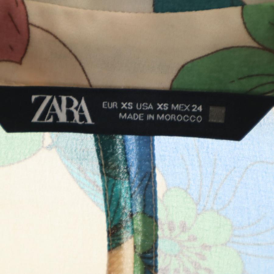 ZARA（ザラ） 花柄 長袖 シアー シャツ XS ベージュ メンズ 古着 中古