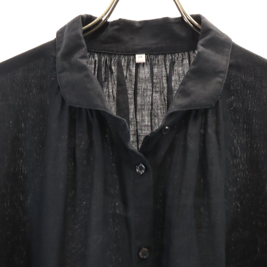 無印良品（MUJI） リネン 長袖 シャツワンピース XL ブラック
