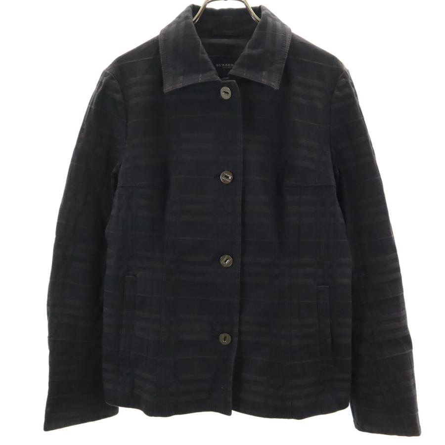 バーバリーロンドン　テーラードジャケット　チェック　ニット切替 ネイビー　38 バーバリーロンドン テーラードジャケット チェック ニット切替
