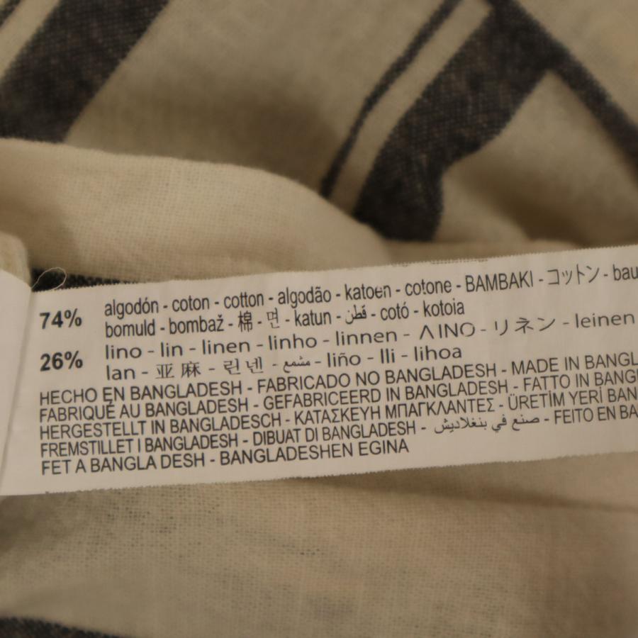 ZARA（ザラ） リネンブレンド ストライプ柄 半袖 オープンカラーシャツ