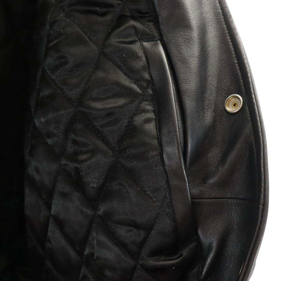 Supreme シュプリーム 20FW スマーフ コラボ 羊革レザー バーシティ ジャケット L ブラック x The Smurfs 中綿 メンズ Supreme（シュプリーム） 20FW スマーフ コラボ 羊革レザー バーシティ