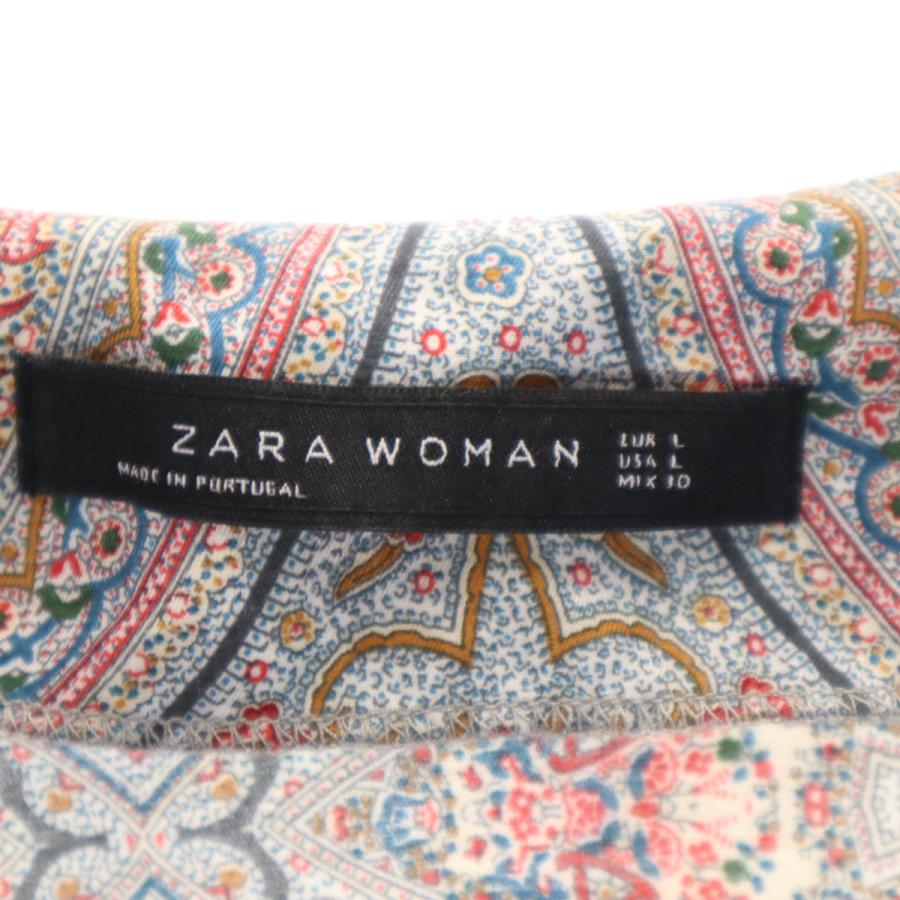 ZARA WOMAN ザラウーマン ペイズリー柄 7分袖 膝丈ワンピース L