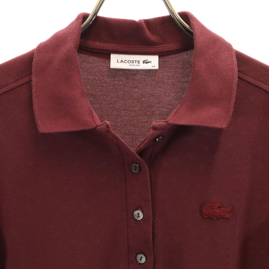 LACOSTE（ラコステ） 日本製 半袖 ポロ ワンピース 34 ボルドー