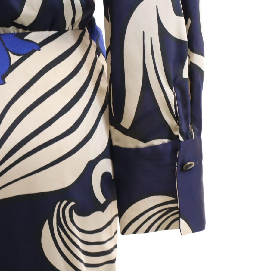 ZARA（ザラ） 花柄 長袖 シャツワンピース XS ネイビー レディース 