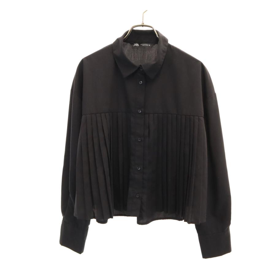 ZARA（ザラ） 長袖 プリーツ シャツ M ブラック ブラウス レディース 