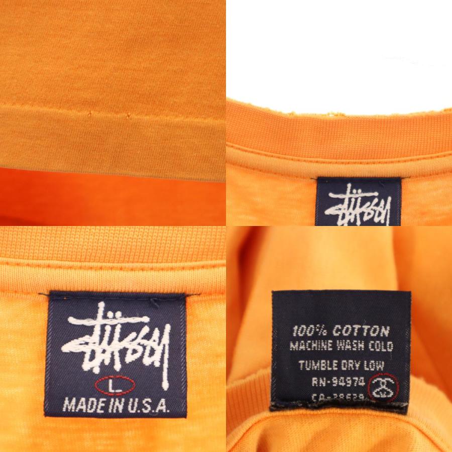 90s old stussy USA Tシャツ サークルロゴ L オレンジ STUSSY（ステューシー） 90s USA製 紺タグ オールド 半袖 Tシャツ L