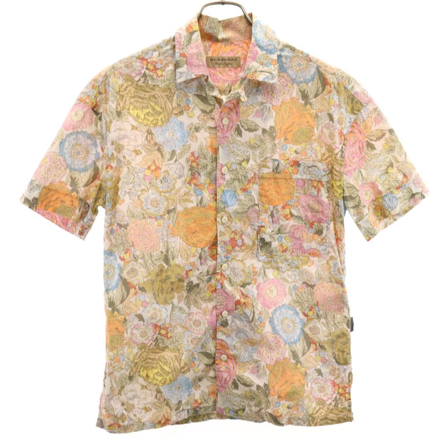 古着 BURBERRY バーバリー 花柄 半袖 オープンカラーシャツ XS アイボリー メンズ BURBERRY（バーバリー） 花柄 半袖 オープンカラーシャツ XS