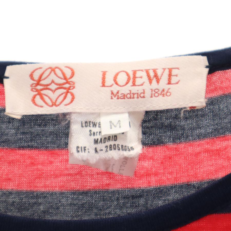 古着 LOEWE ロエベ イタリア製 オールド ボーダー柄 長袖 Tシャツ M レッド ロンT レディース LOEWE（ロエベ） イタリア製 オールド ボーダー柄 長袖 Tシャツ M