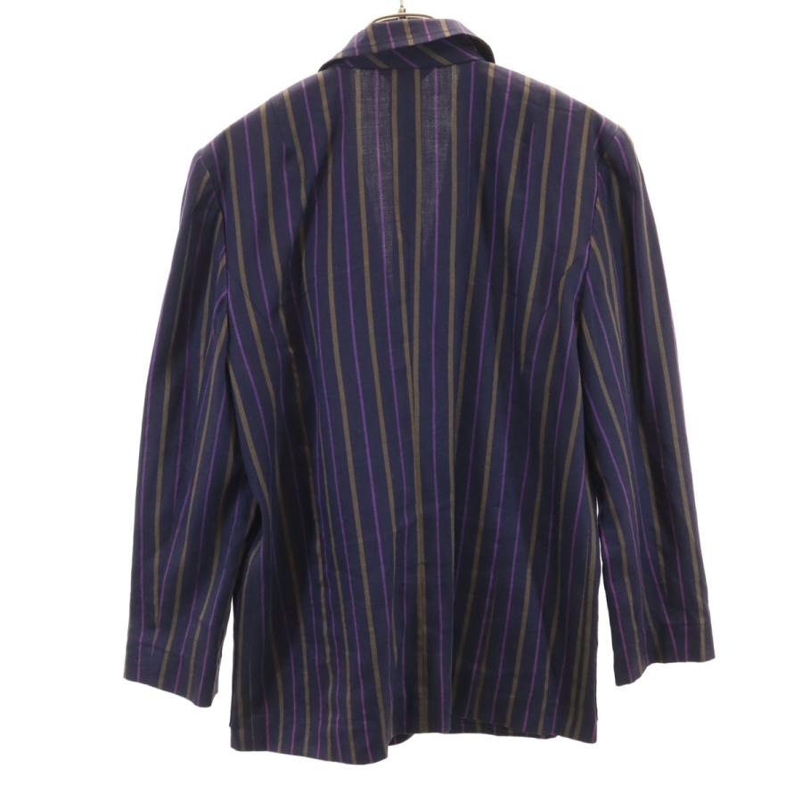 美品 Leilian ウール × シルク × 麻 ジャケット 13+ 日本製 Leilian（レリアン） リネンブレンド ストライプ柄 ジャケット