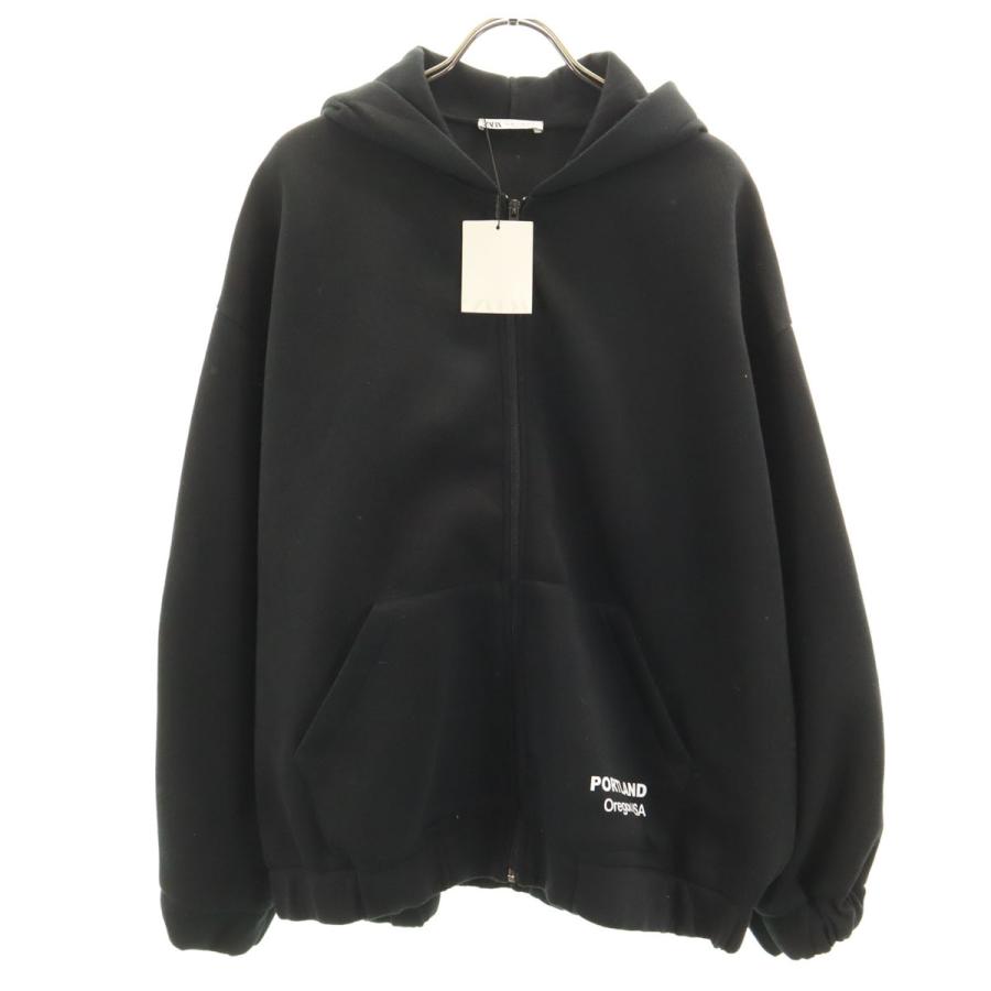 ZARA（ザラ） 未使用 長袖 ジップパーカー M ブラック タグ付き メンズ