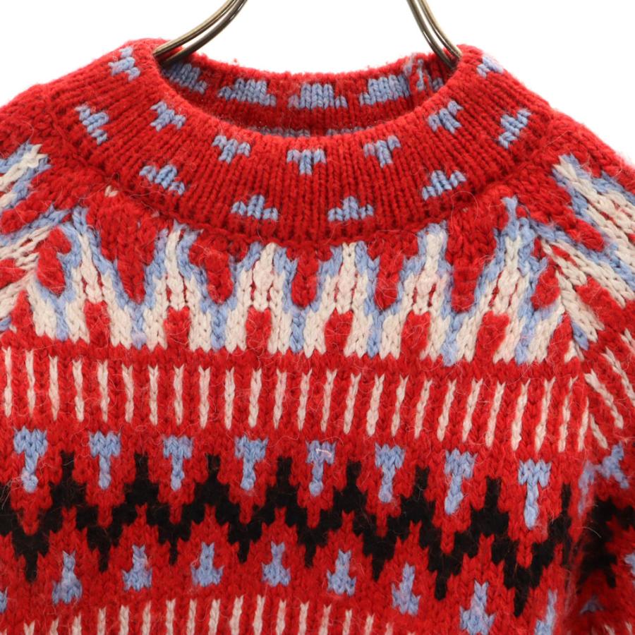 ZARA（ザラ） アクリル ノルディック柄 長袖 セーター M 赤系 ニット