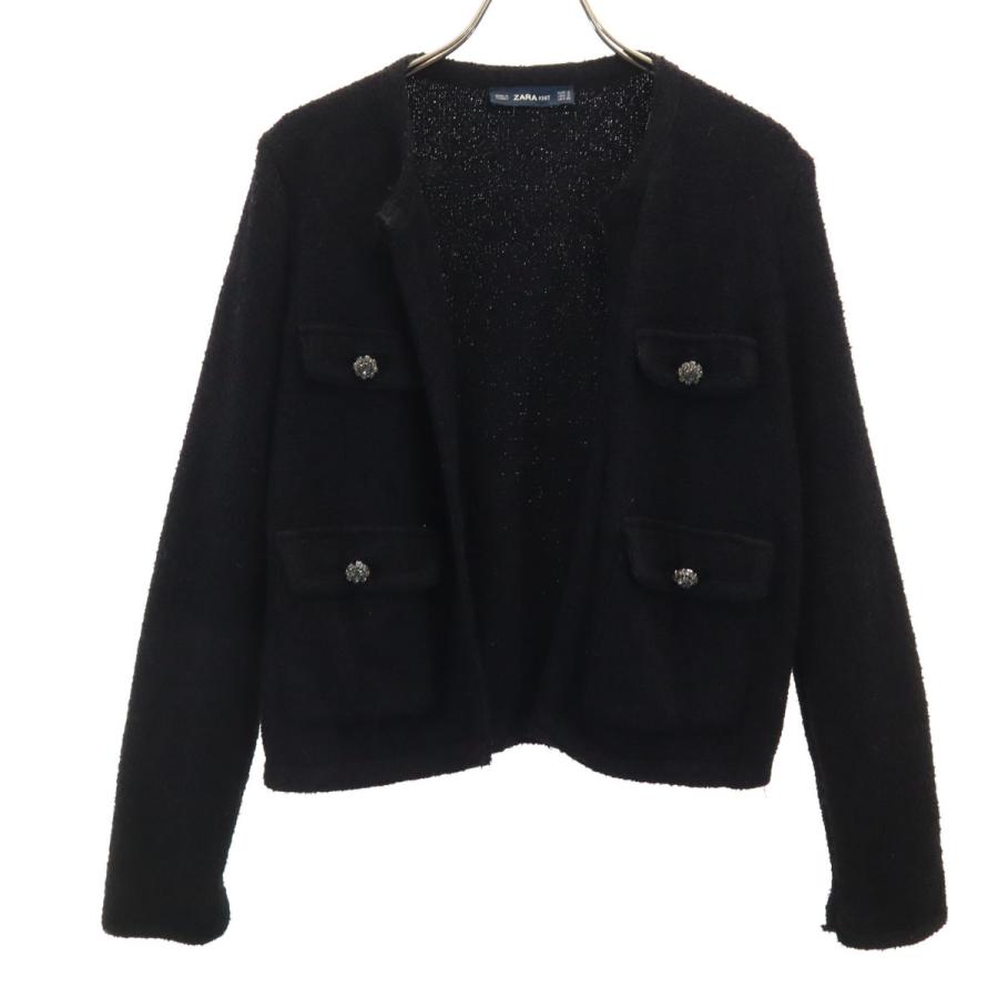 ZARA KNIT ザラニット ニットジャケット S ブラック レディース 古着