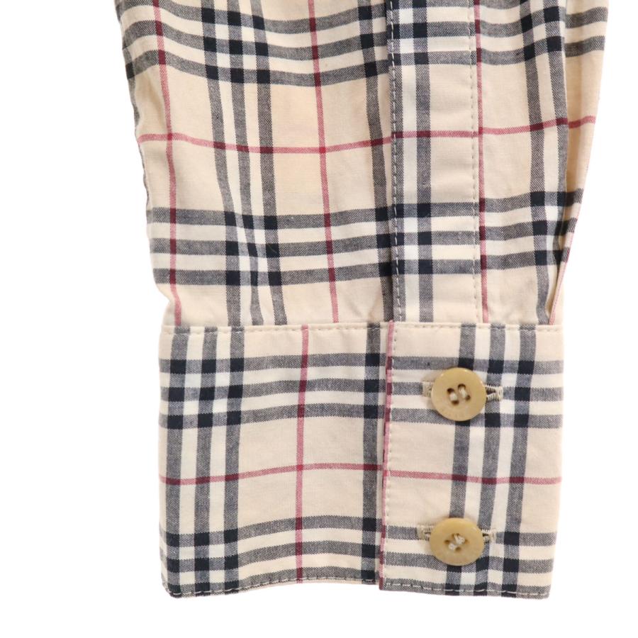 美品★BURBERRYロンドン 長袖シャツ チュニック ノバチェック 紐付き46 BURBERRY LONDON BLUE LABEL バーバリー ロンドン ブルーレーベル 日本