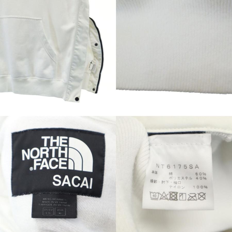 THE NORTH FACE ノースフェイス サカイ コラボ 長袖 スウェットパーカー XL ホワイト x sacai アウトドア NT6175SA メンズ 古着 中古