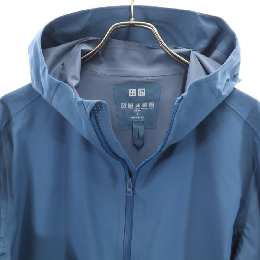 ユニクロ（UNIQLO） 長袖 ブロックテック パーカー L 青紺 メンズ 古着