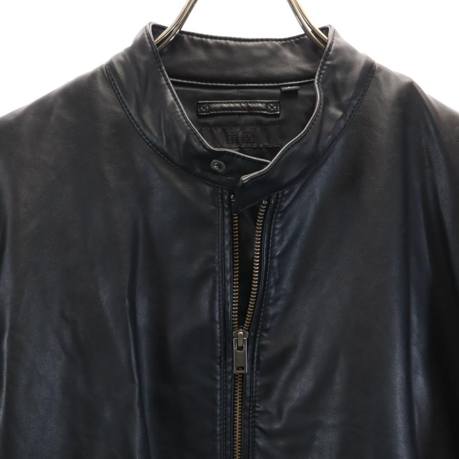ユニクロ（UNIQLO） フェイク レザージャケット L 黒 メンズ 古着 中古