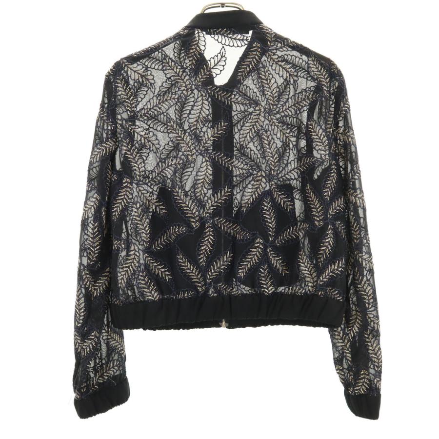 新品　ZARA BASIC モノトーンフラワーコンパクトブルゾン ZARA BASIC（ザラベーシック） リーフ柄 ショート丈 シアー ブルゾン S