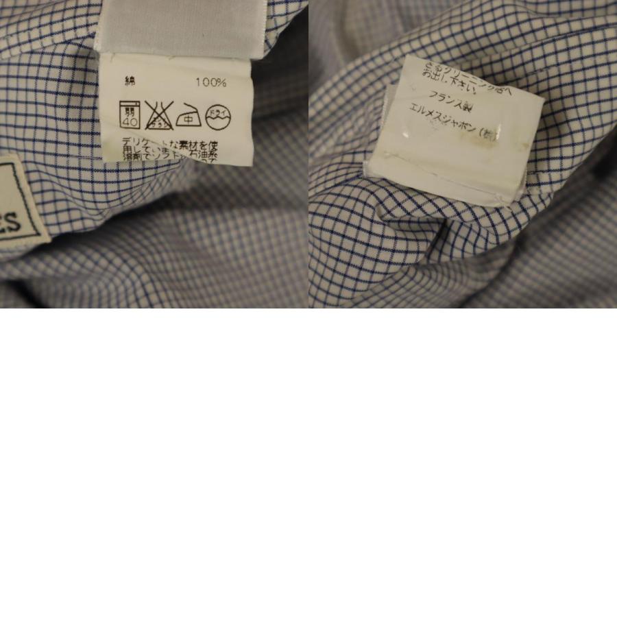 HERMES（エルメス） フランス製 チェック柄 長袖 ボタンダウンシャツ