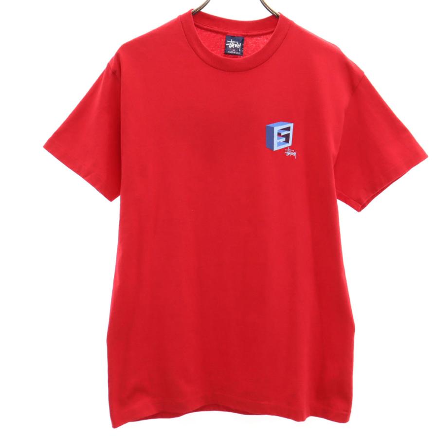 STUSSY ステューシー 90s USA製 オールド 紺タグ 半袖 シングルステッチ Tシャツ M レッド メンズ STUSSY（ステューシー） 90s USA製 オールド 紺タグ 半袖 シングル