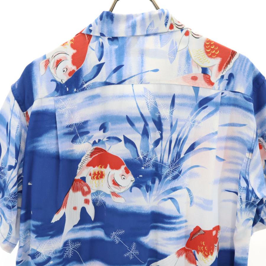 SUN SURF サンサーフ 日本製 金魚柄 半袖 壁縮緬 アロハシャツ S