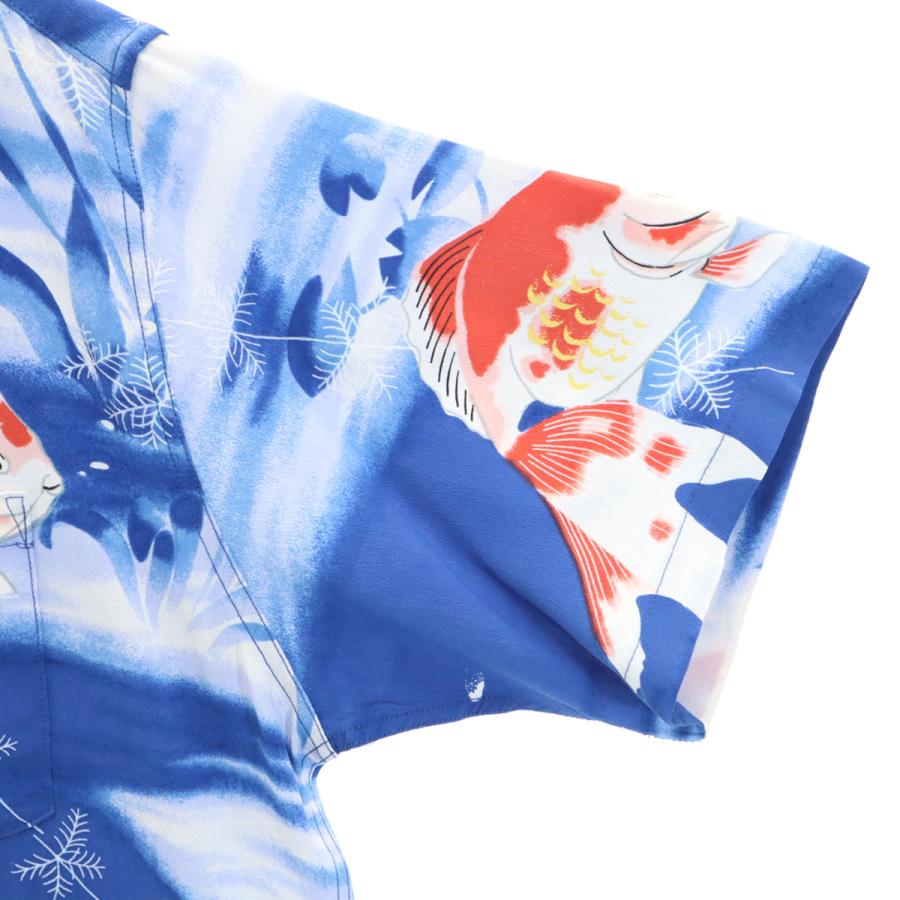 SUN SURF サンサーフ 日本製 金魚柄 半袖 壁縮緬 アロハシャツ S