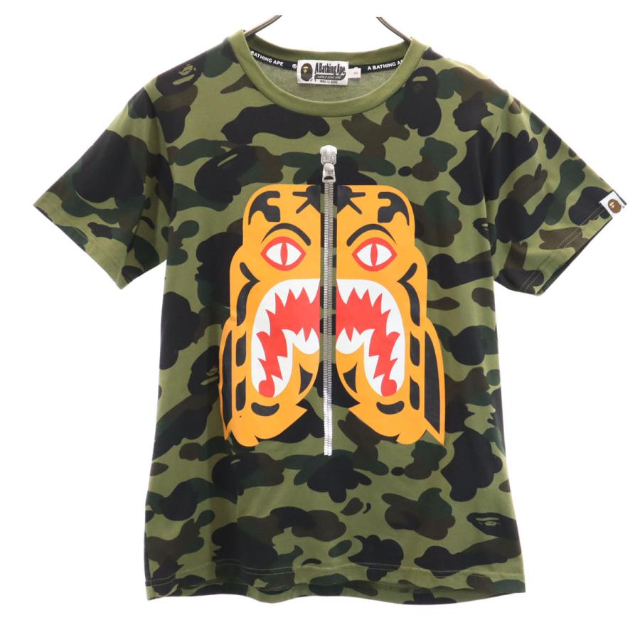 A BATHING APE アベイシングエイプ カモフラ柄 タイガー 半袖 Tシャツ S カーキ 迷彩 メンズ A BATHING APE（アベイシングエイプ） カモフラ柄 タイガー 半袖 T