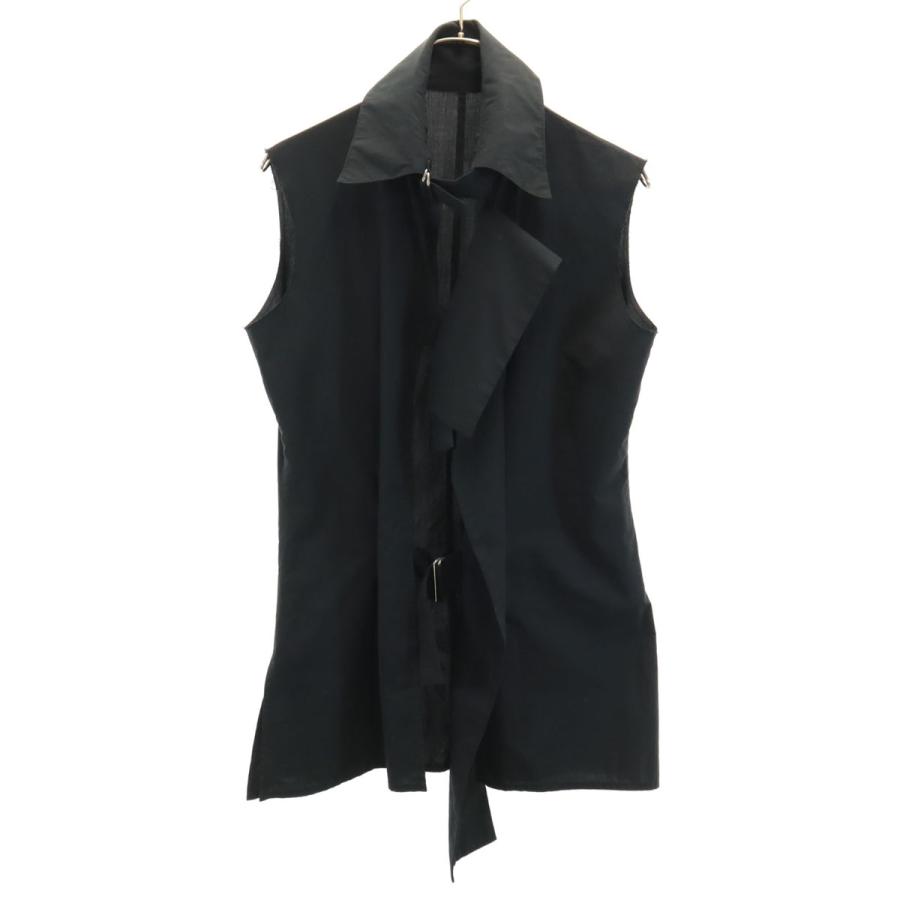 古着 Yohji Yamamoto ヨウジヤマモト 日本製 ノースリーブ シャツ 2 ブラック レディース Yohji Yamamoto（ヨウジヤマモト） 日本製 ノースリーブ シャツ 2