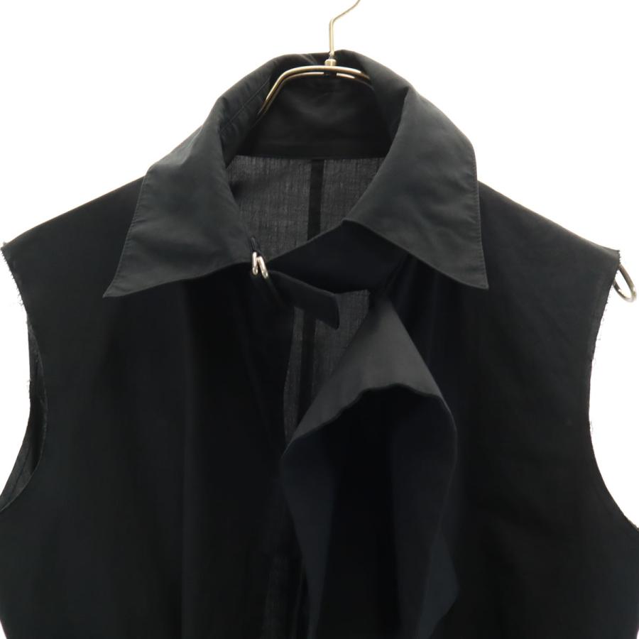 古着 Yohji Yamamoto ヨウジヤマモト 日本製 ノースリーブ シャツ 2 ブラック レディース Yohji Yamamoto - 古着 Yohji Yamamoto ヨウジヤマモト 日本製