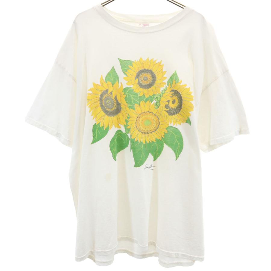 DELTA デルタ 90s オールド USA製 ひまわり 半袖 Tシャツ XL ホワイト シングルステッチ メンズ DELTA デルタ 90s オールド USA製 ひまわり 半袖 Tシャツ XL ホワイト