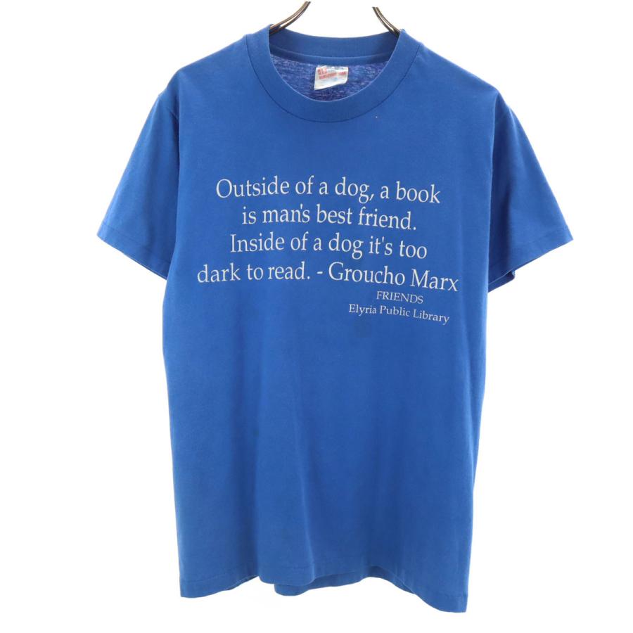 Hanes ヘインズ 90s USA製 オールド メッセージプリント 半袖 T