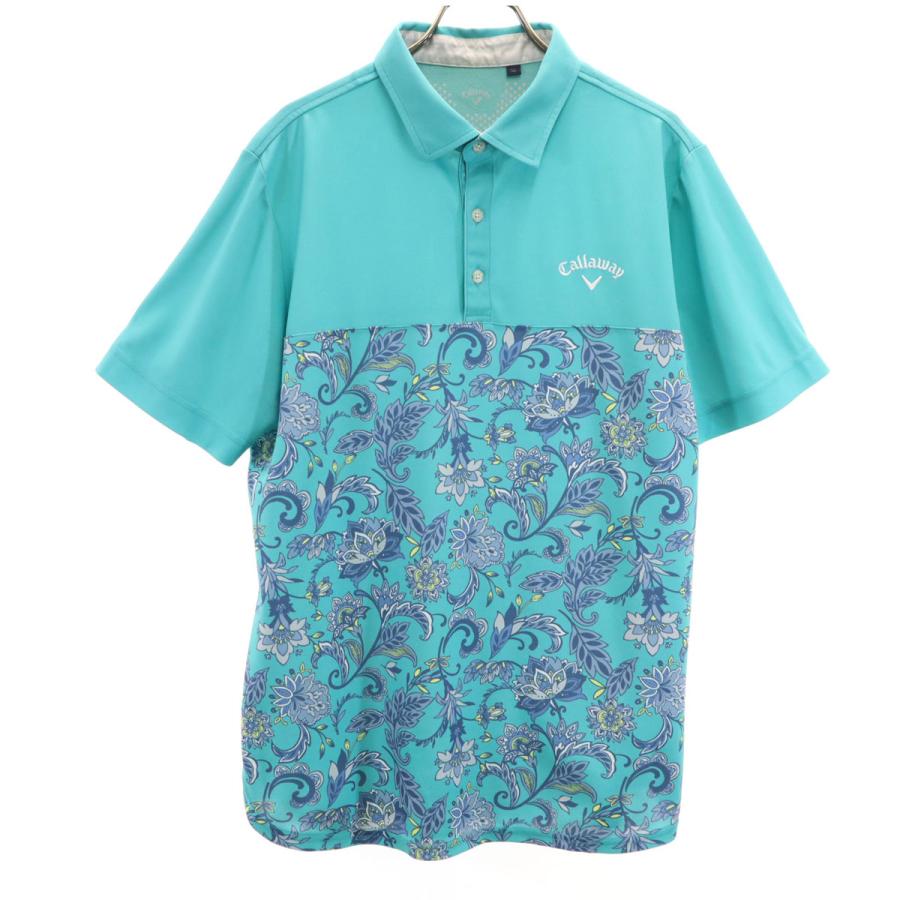 キャロウェイ　ゴルフ　花柄ポロシャツ ミントグリーン Callaway（キャロウェイ） 花柄 ゴルフ 半袖 ポロシャツ LL ミント
