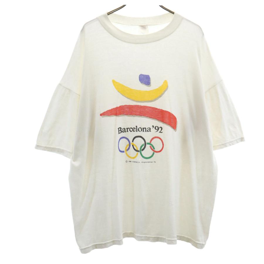 90s オールド 半袖 Tシャツ ホワイト バルセロナ オリンピック メンズ 