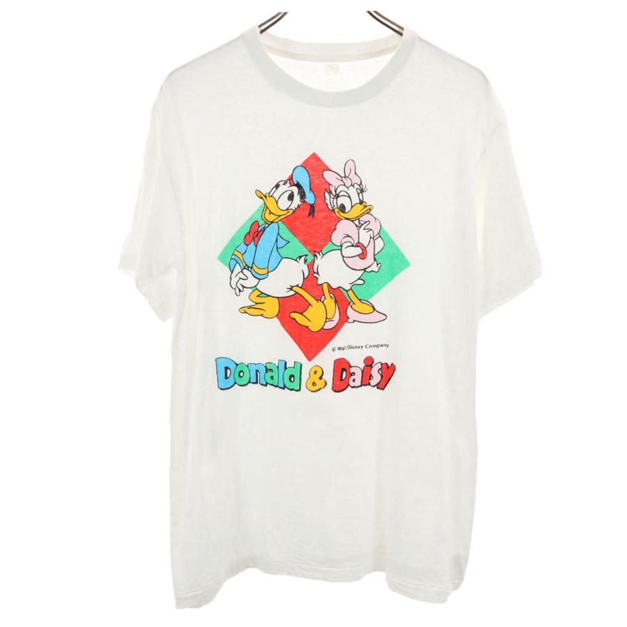ドナルドダック デイジーダック 半袖 Tシャツ F ホワイト ディズニー